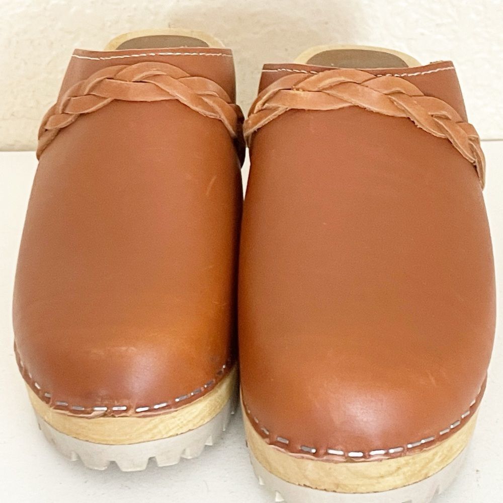 MIA Elsa Brown leather Clogs Braided with wood heel 39 - Picture 13 of 13